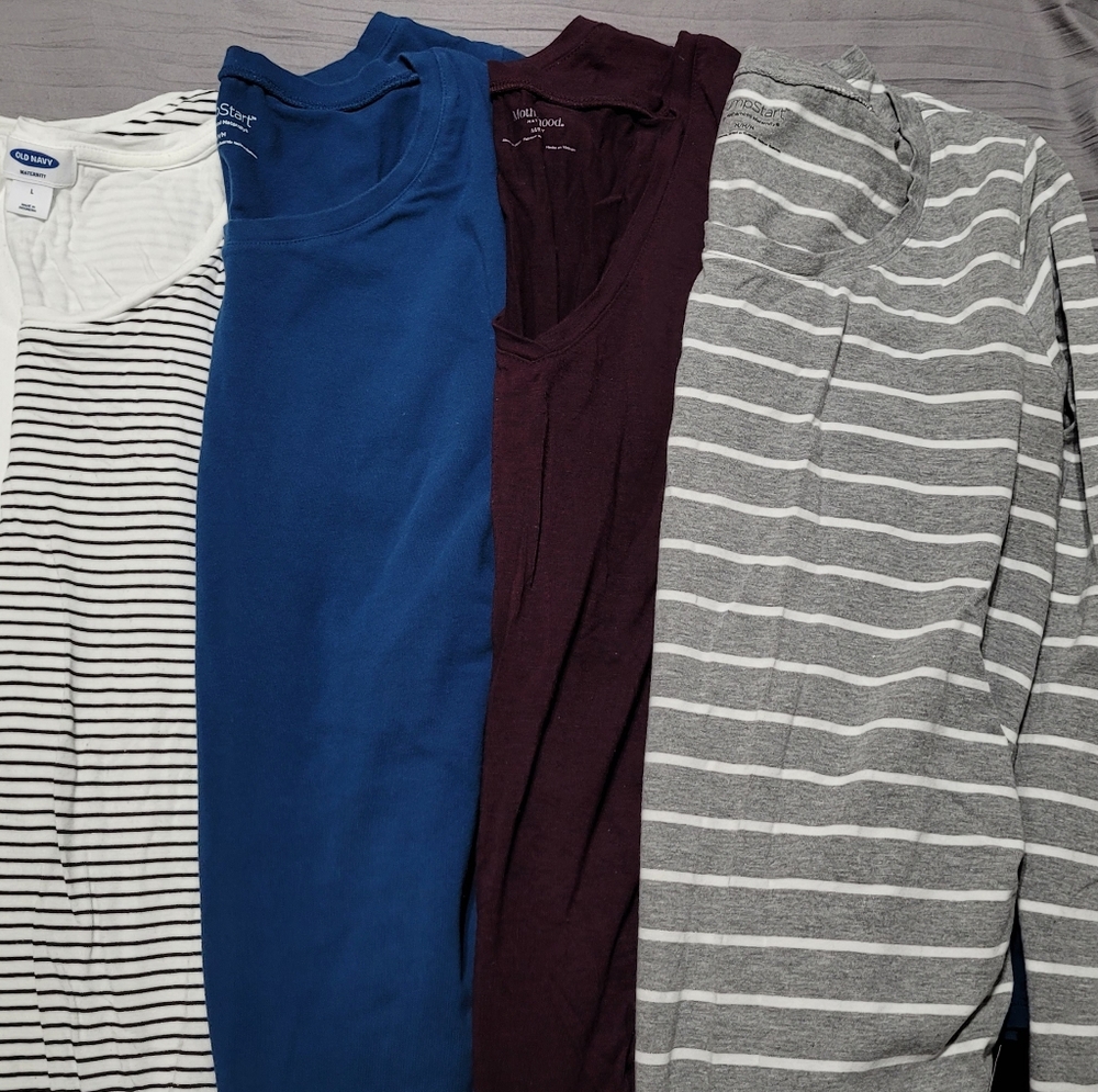 5 long-sleeved maternity shirts